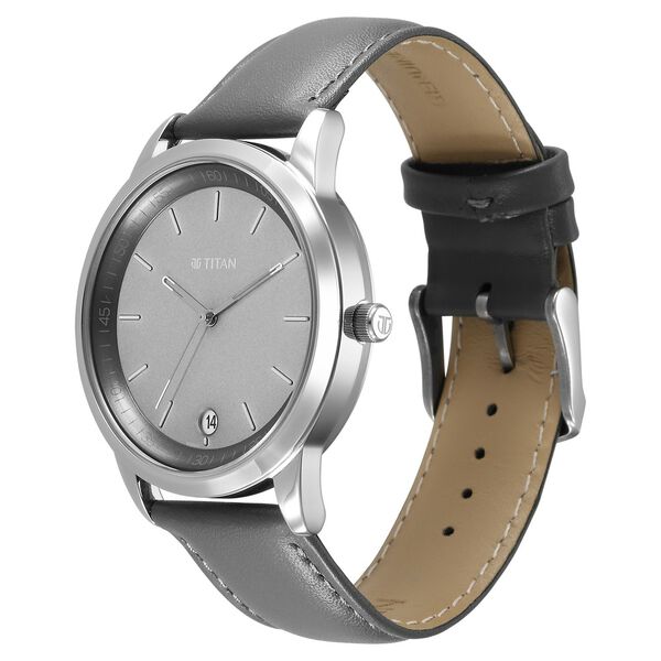 Titan Wrist Wit Quartz Analog with Date Grey Dial Leather Strap Watch for Men - image number 2