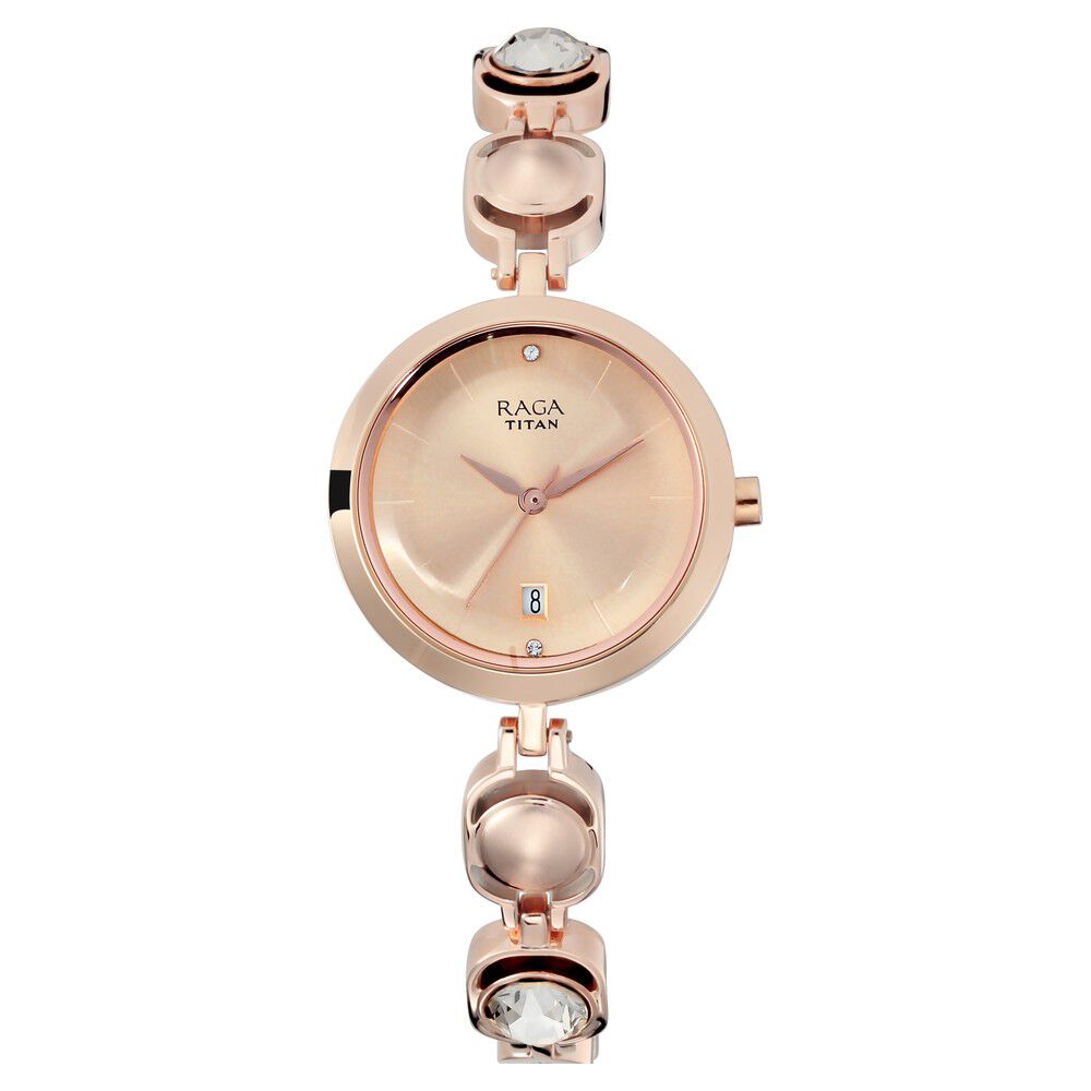 Titan Women's 2511WM07 Raga - Swarovski Mother of Pearl - Gold Metal Strap  Watch - Walmart.com