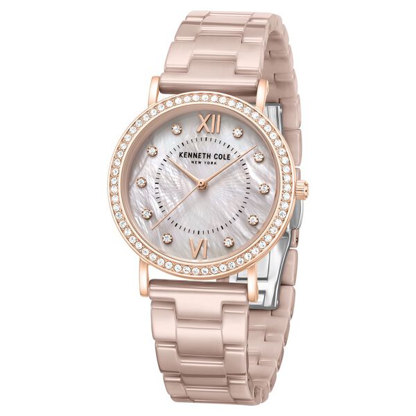 Kenneth Cole Quartz Analog Grey Dial Brown Ceramic Strap Watch For Women - image number 1