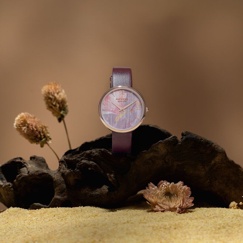Sonata Poze Quartz Analog Multicoloured Dial Leather Strap Watch For Women