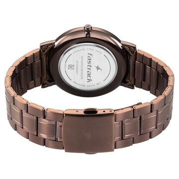 Fastrack Stunners X Quartz Analog Brown Dial Stainless Steel Strap Watch For Guys