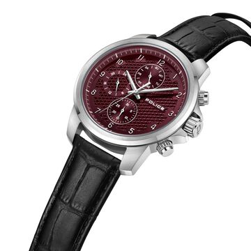 Police Quartz Multifunction Maroon dial Leather Strap Watch for Men