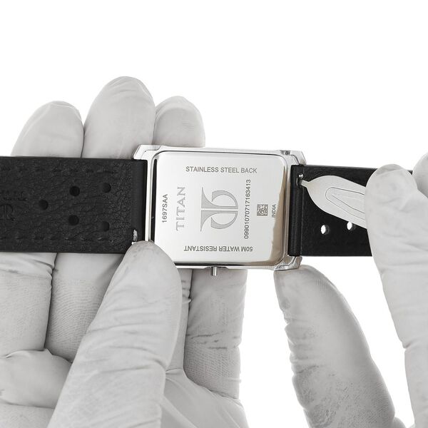 24 mm Black Genuine Leather Straps for Men - image number 5