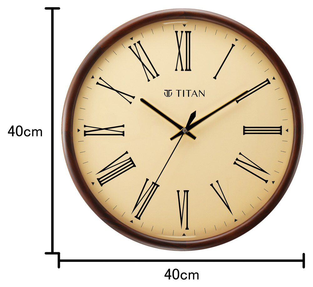 Buy Online Titan Wooden Wall Clock Light Brown Dial with Roman