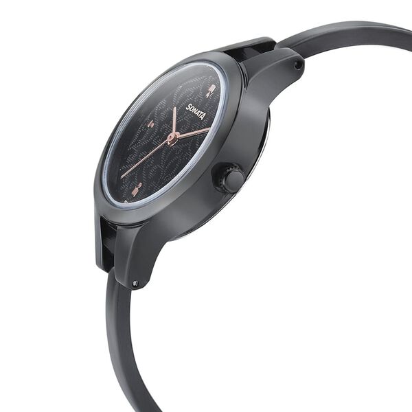 Sonata Onyx Black Dial Women Watch With Stainless Steel Strap - image number 2