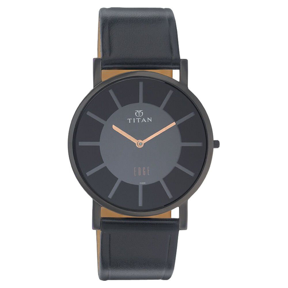 Buy Online Titan Quartz Analog Black Dial Leather Strap Watch for Men nb1517nl01 Titan