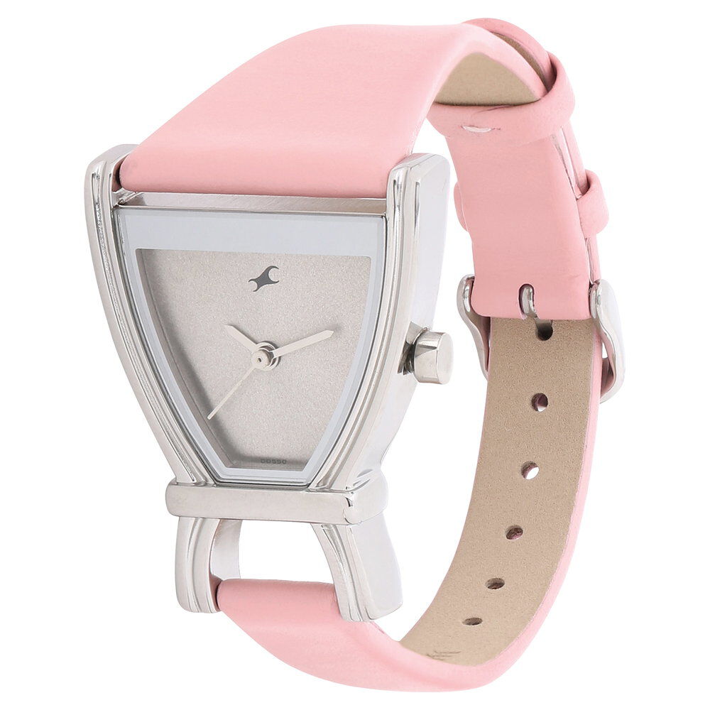 Buy Online Fastrack Quartz Analog Silver Dial Leather Strap Watch for Girls nn6095sl02 Titan