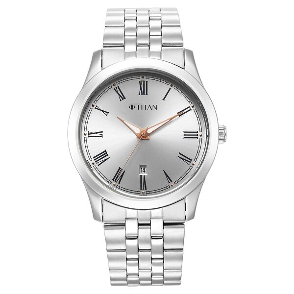 Titan Quartz Analog Silver White Dial Metal Strap Watch for Men - Image 7