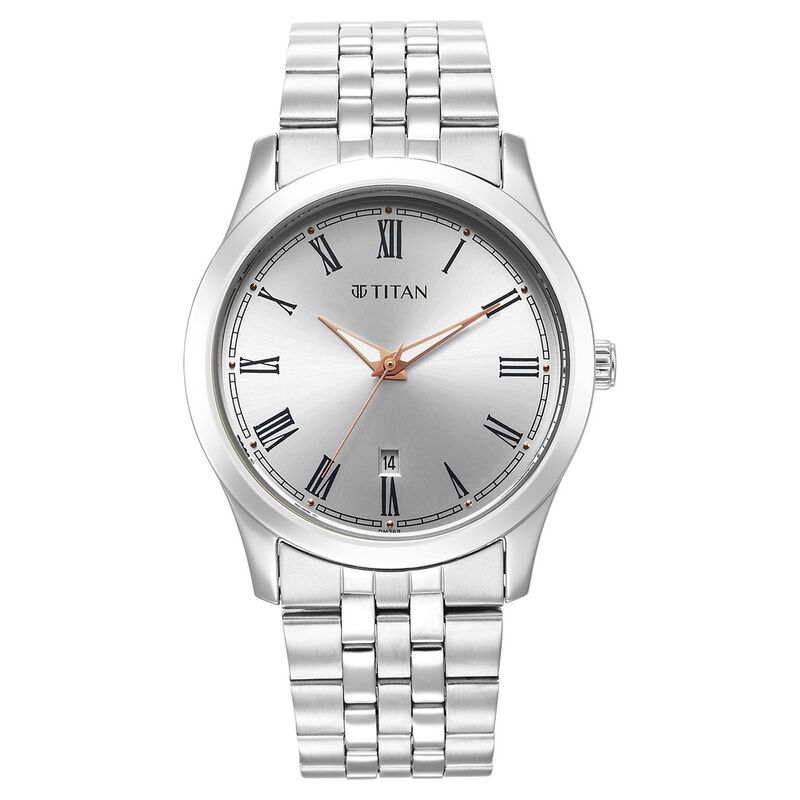 Titan Quartz Analog Silver White Dial Metal Strap Watch for Men - image number 1