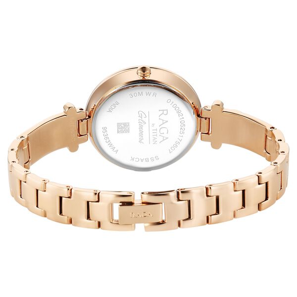 Titan Raga Glimmers Quartz Analog Mother of Pearl Dial Rose Gold Metal Strap Watch For Women - image number 5