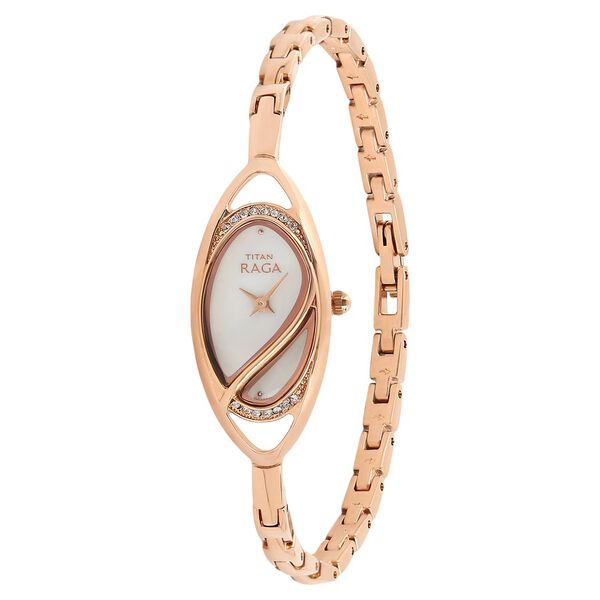 Titan Quartz Analog Mother of Pearl Dial Metal Strap Watch for Women - image number 1