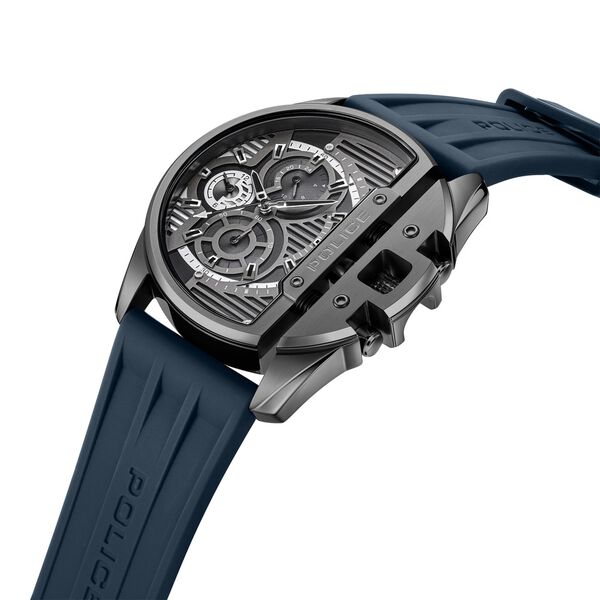 Police Quartz Multifunction Black Dial Blue Silicon Strap Watch For Men - image number 1