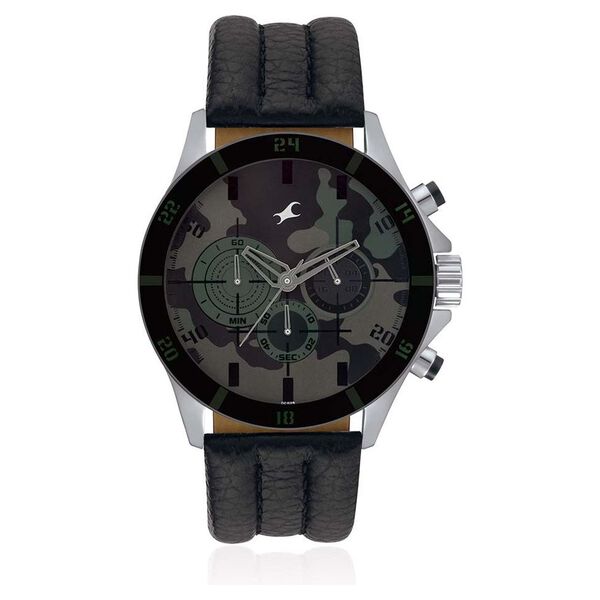 Fastrack Quartz Chronograph Multicoloured Dial Leather Strap Watch for Guys - image number 0
