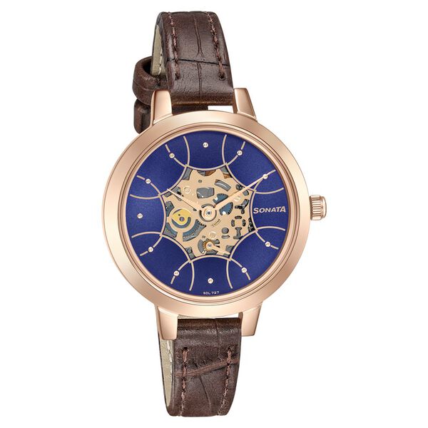 Sonata Unveil Quartz Multifunction Leather Strap Watch for Women - image number 0