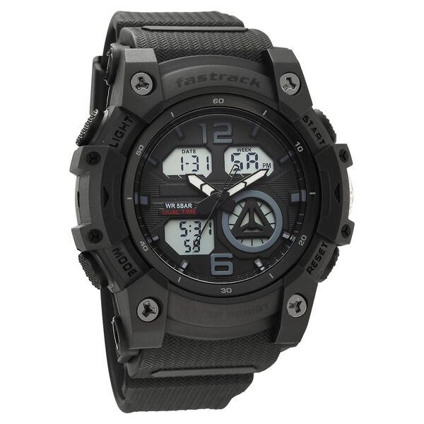 Fastrack StreetStyle Quartz Analog Digital Black Dial Black Polyether Strap Watch For Guys - image number 1