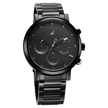 Fastrack Tick Tock Quartz Analog Black Dial With Black Stainless steel Strap Watch for Guys
