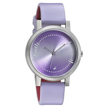 Fastrack Sunburn Quartz Analog Purple Dial Leather Strap Watch for Girls