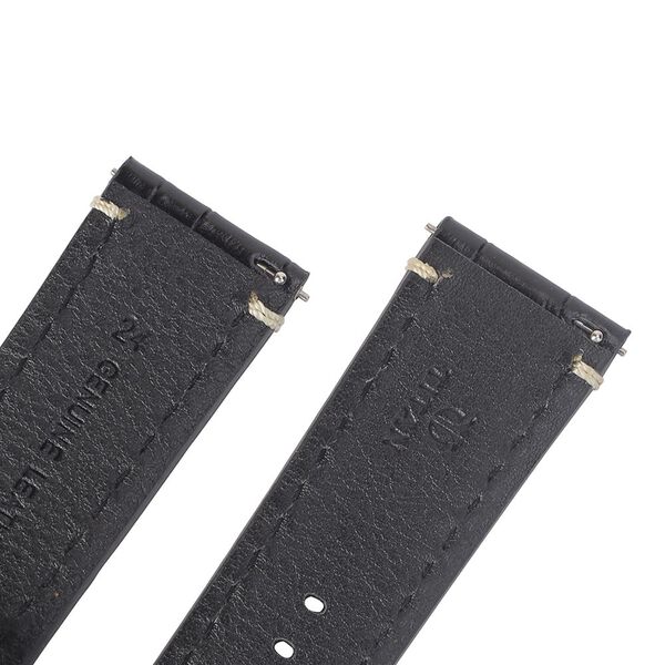 24 mm Black Genuine Leather Straps for Men - image number 4