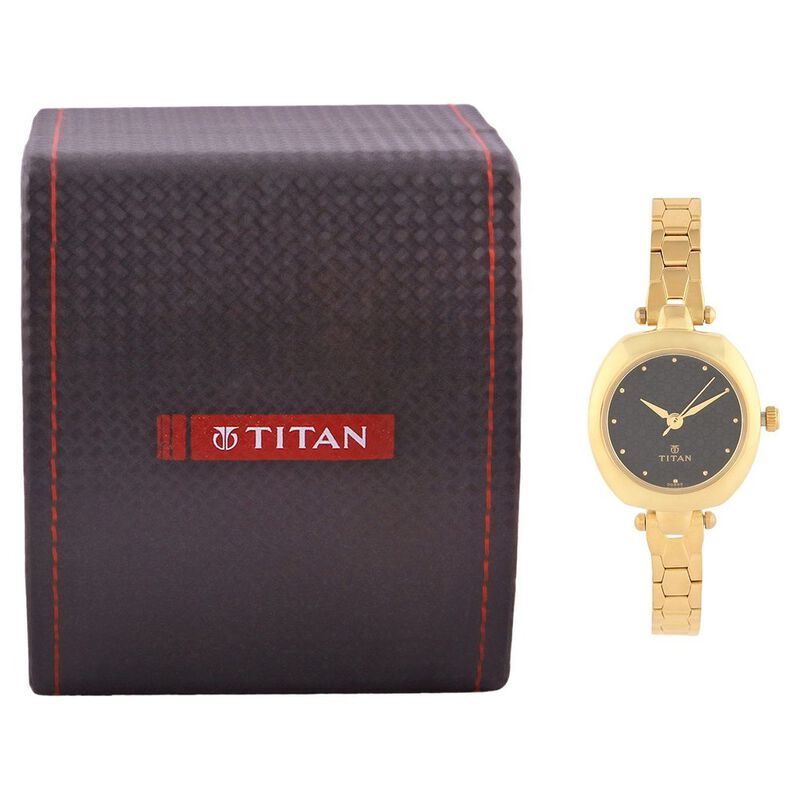 Titan Quartz Analog Black Dial Stainless Steel Strap Watch for Women - image number 4