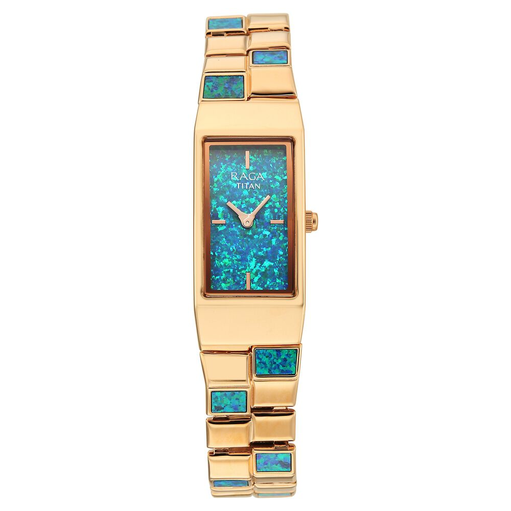 Titan Raga Opalesque Quartz Analog Multicoloured Dial Rose Gold Metal Strap Watch For Women-image-42