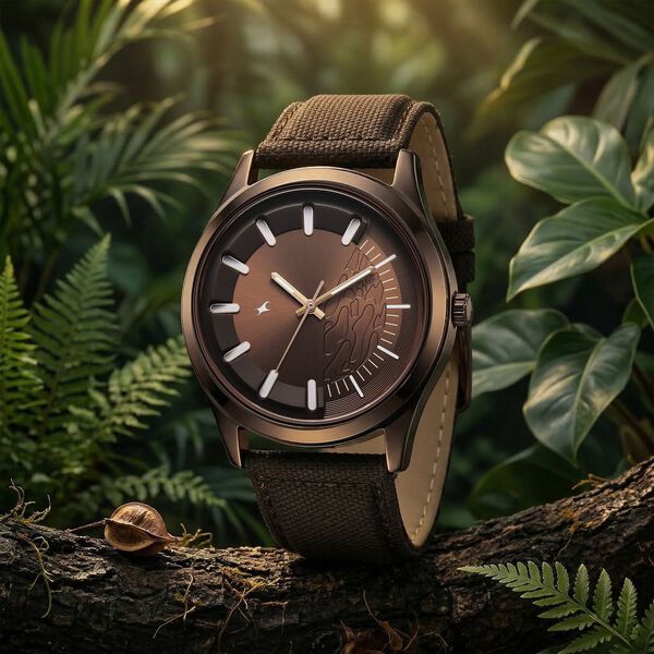 Fastrack Wild Quartz Analog Brown Dial Brown Leather Strap Watch For Guys - image number 1