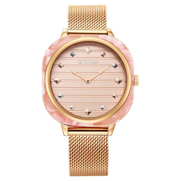 Glitz Rose Gold Dial Stainless Steel Strap Watch for Women - image number 1