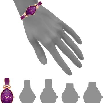 Anne Klein Quartz Analog Purple Dial Rose Gold Plastic Strap Watch For Women