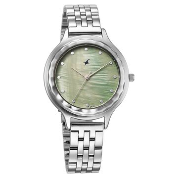 Fastrack Stunners X Quartz Analog Green Dial Stainless Steel Strap Watch For Girls