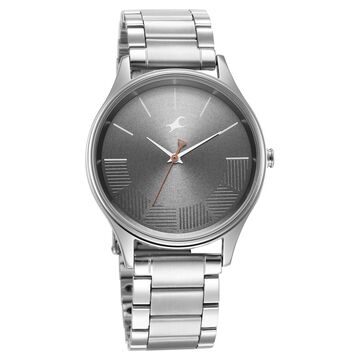 Fastrack Stunners Quartz Analog Grey Dial Metal Strap Watch for Guys