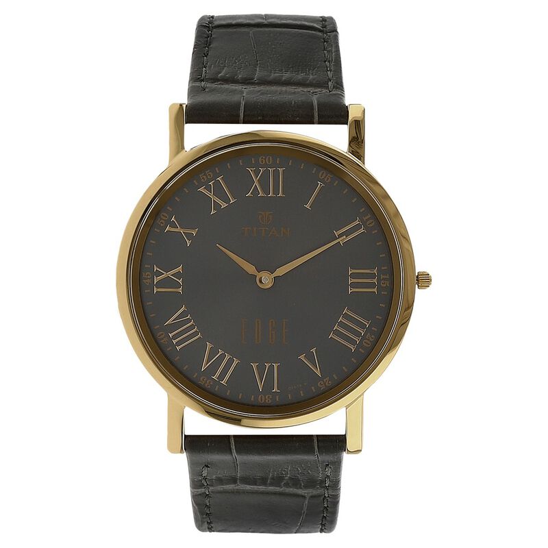 Titan Quartz Analog Grey Dial Leather Strap Watch for Men