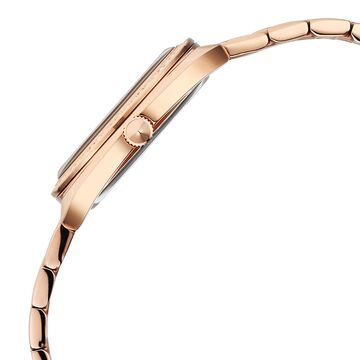 Titan Purple Glamour Quartz Analog Blue Dial Rose Gold Stainless Steel Strap Watch For Women