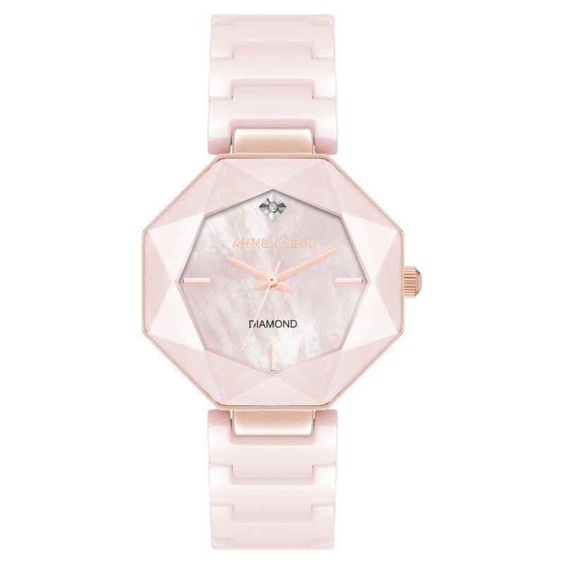 Anne Klein Quartz Analog Mother Of Pearl Dial Ceramic Strap Watch For Women