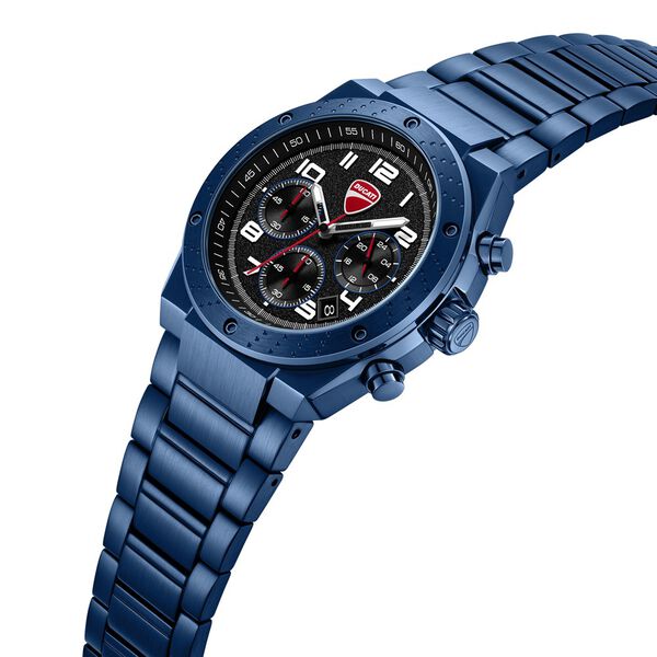 Ducati Quartz Chronograph Black Dial Blue Stainless Steel Strap Watch For Men - image number 1