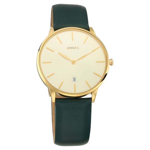 Titan Nebula Lustre 18k Gold Analog Leather Strap Watch for Men - image number 0