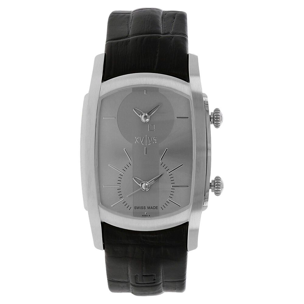 Buy Online Xylys Swiss Analog Black Leather Strap and Silver Dial