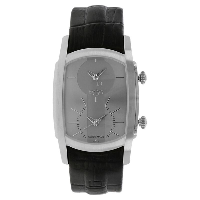 Xylys Swiss Analog Black Leather Strap and Silver Dial Watch For Men