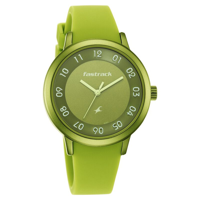Pop Colours Green Dial Silicone Strap Watch for Girls - image number 1