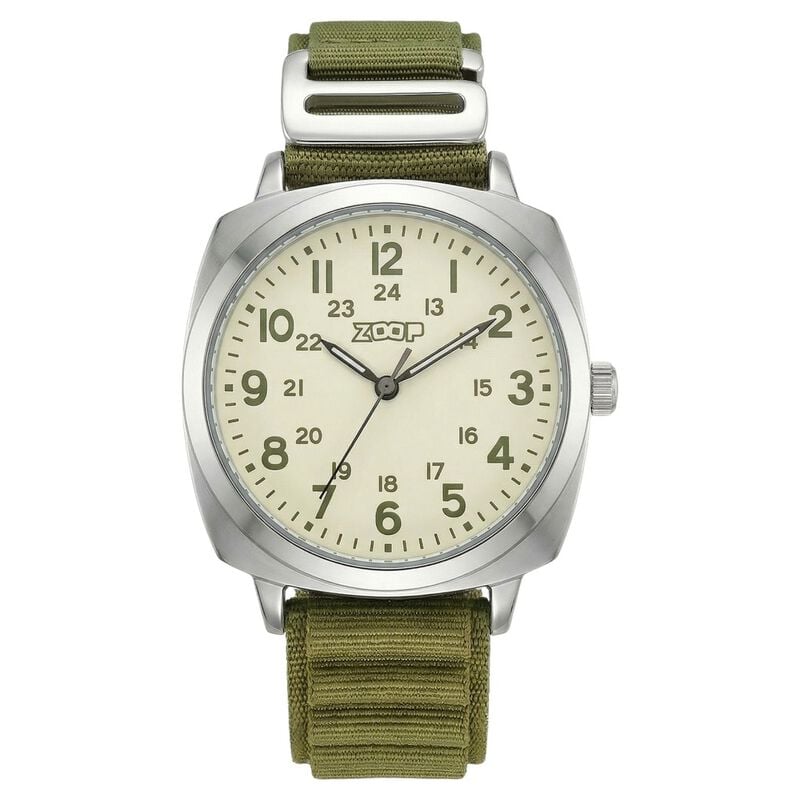Zoop Metal Analog Watch with Olive Green Alpine Strap for Boys Girls Kids from House of Titan