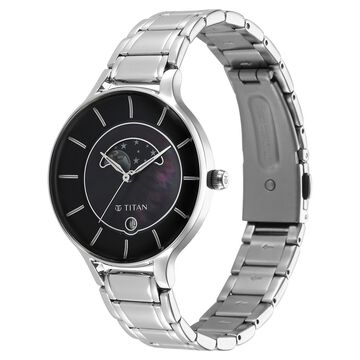 Titan Premium Workwear Black Dial Analog with Date Stainless Steel Strap watch for Women