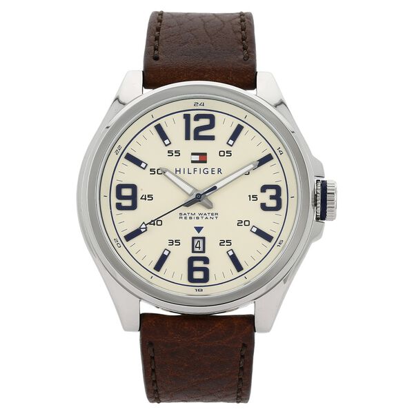 Tommy Hilfiger Quartz Analog Beige Dial Silicone Strap Watch for Men - image number 0