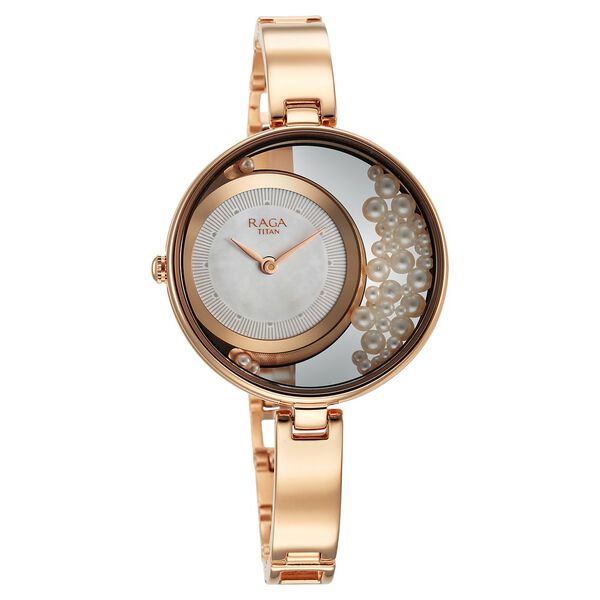 Titan Raga Power Pearls Quartz Analog White Dial with loose pearls Metal Strap Watch for Women - image number 3