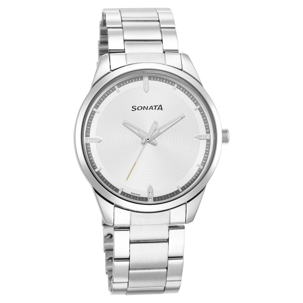 Sonata Force Quartz Analog Silver Dial Stainless Steel Strap Watch for Men-picture-15