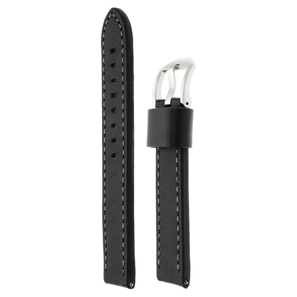 22 mm Black Genuine Leather Straps for Men - image number 2