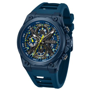 Police Men's Sonic KL Rahul Edition Multifunction Watch with Blue Silicone Strap