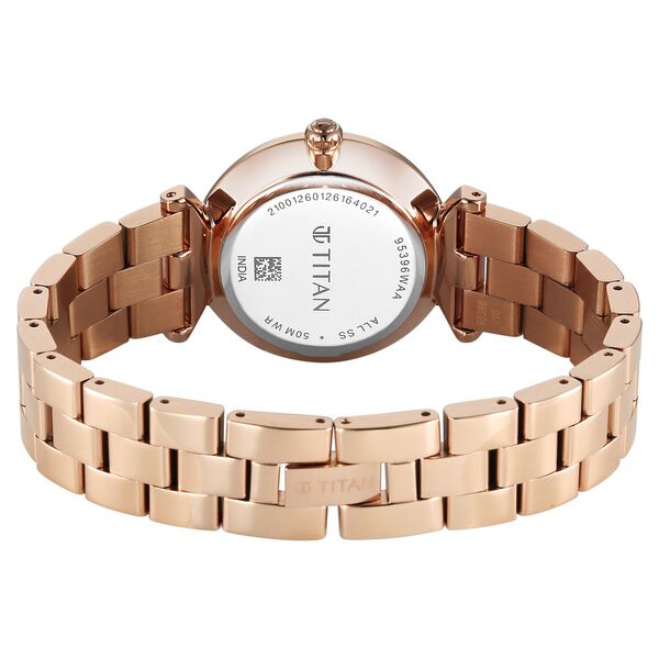 Titan Workday Edit Quartz Analog Pink Dial Rose Gold Stainless Steel Strap Watch For Women - image number 5