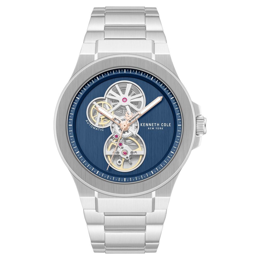 Kenneth Cole Automatic Blue Dial Silver Stainless Steel Strap Watch For Men-image-14