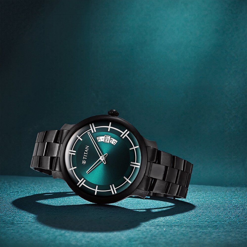 Titan Classic Distincta Green Dial Analog with Date Stainless Steel Strap Watch for Men-image-9