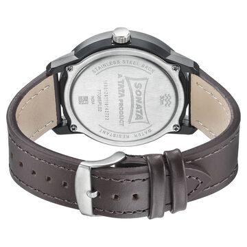 Sonata Quartz Analog Green Dial Leather Strap Watch for Men