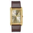 Sonata Ascent Gold Rectangular Watch with Brown Leather - image number 0