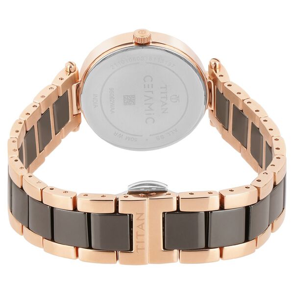 Titan Ceramics Red Dial Quartz Multifunction Stainless Steel and Ceramic Strap watch for Women - image number 4